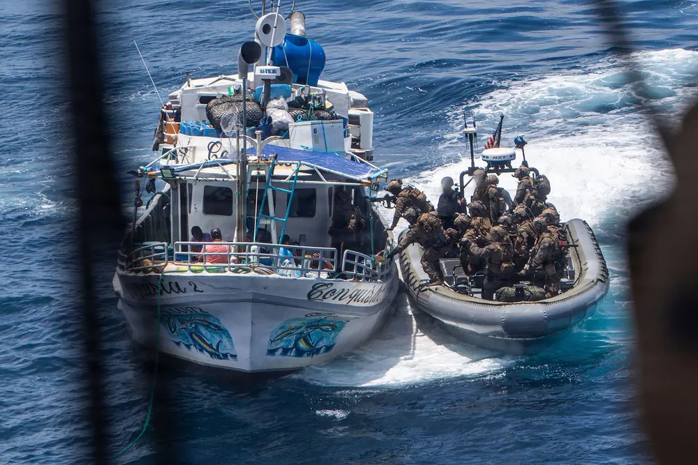 U.S. Marines and Sailors with Maritime Raid Force, Littoral Combat Force-24, and USS San Antonio (LPD 17)